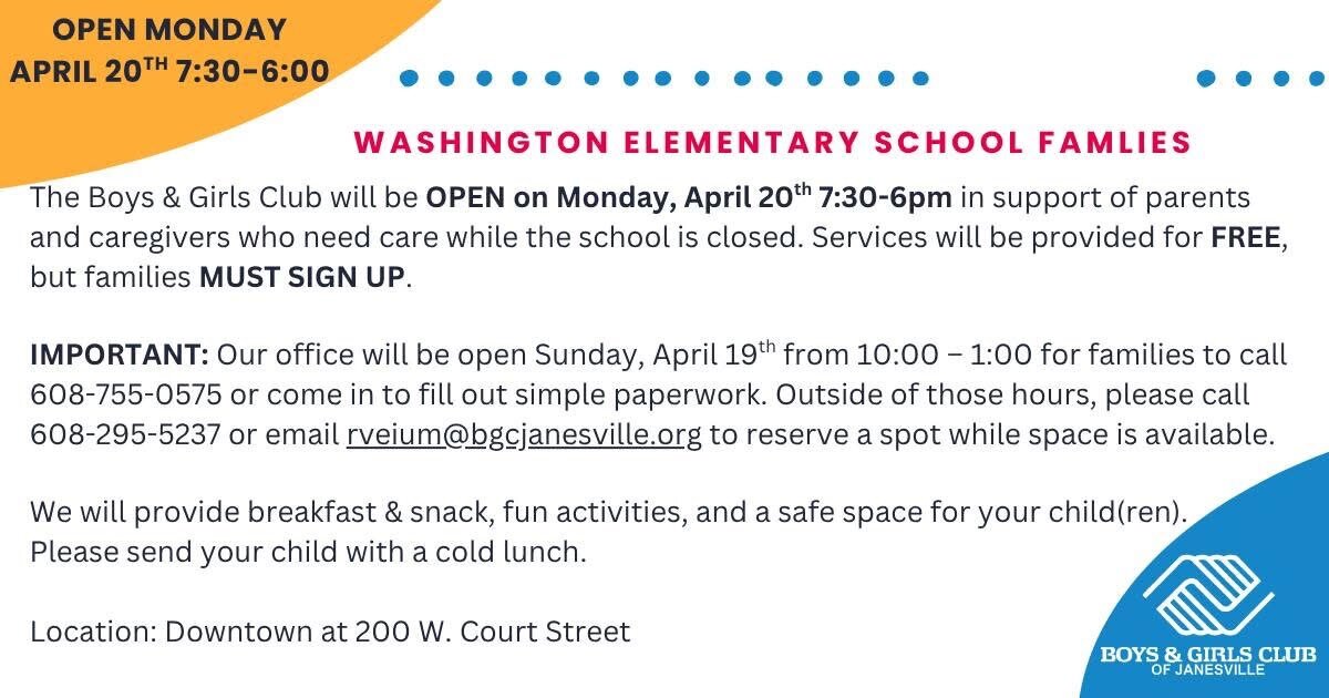 Washington elementary school family notice